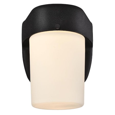 Westinghouse Fixture Wall Outdoor Lantern LED Dimmable 8W Dusk to Dawn, Black Frost Opal Glass 6106700